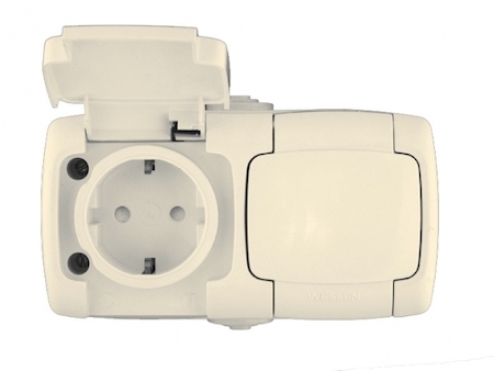 Schneider Electric RA16-227B-SI РОЗЕТКА &laquo;РОНДО IP44&raquo;ОУ 2 Я С ЗК СЛ.К