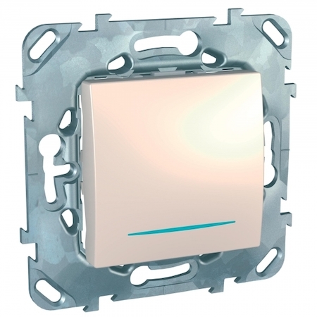 Schneider Electric MGU5.203.25NZD UNICA ПЕРЕКЛЮЧАТЕЛЬ 1-клавишный, с подсветкой, сх. 6а, БЕЖЕВЫЙ