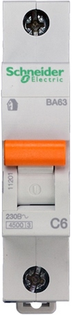 Schneider Electric 11201 АВТОМАТИЧЕСКИЙ ВЫКЛЮЧАТЕЛЬ ВА63 1П 6A C 4,5 кА, Болгария/Италия