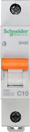 Schneider Electric 11202 АВТОМАТИЧЕСКИЙ ВЫКЛЮЧАТЕЛЬ ВА63 1П 10A C 4,5 кА, Болгария/Италия