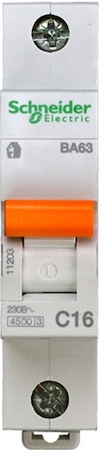 Schneider Electric 11203 АВТОМАТИЧЕСКИЙ ВЫКЛЮЧАТЕЛЬ ВА63 1П 16A C 4,5 кА, Болгария/Италия