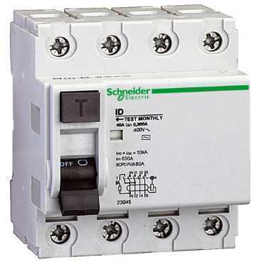 Schneider Electric 23399 ДИФФ.ВЫКЛ.НАГР ID 4П 40A 300МА A S
