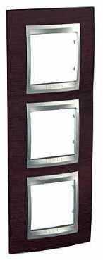 Schneider Electric MGU66.006V.0M3 РАМКА Х3 ВЕРТИКАЛЬНАЯ, ВЕНГЕ/АЛЮМ