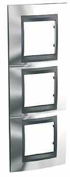 Schneider Electric MGU66.006V.210 РАМКА Х3 ВЕРТИКАЛЬНАЯ, ХРОМ/ГРАФ