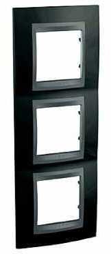Schneider Electric MGU66.006V.293 РАМКА Х3 ВЕРТИКАЛЬНАЯ, РОДИЙ/ГРАФ