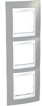 Schneider Electric MGU6.006V.865 Рамка вертикальная, 3 места, хамелеон серый/ белый