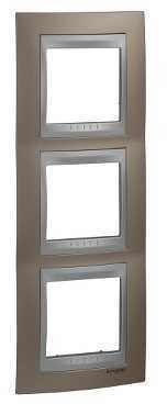 Schneider Electric MGU66.006V.096 РАМКА Х3 ВЕРТИКАЛЬНАЯ, ОНИКС/АЛЮМ