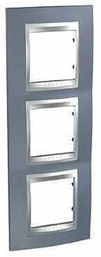 Schneider Electric MGU66.006V.097 РАМКА Х3 ВЕРТИКАЛЬНАЯ, ГРЕЙ/АЛЮМ