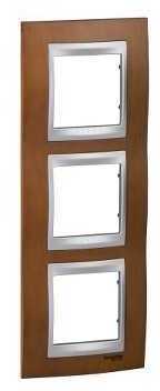 Schneider Electric MGU66.006V.0M2 РАМКА Х3 ВЕРТИКАЛЬНАЯ, ВИШНЯ/АЛЮМ