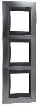 Schneider Electric MGU66.006V.238 РАМКА Х3 ВЕРТИКАЛЬНАЯ, ХРОМ МАТОВЫЙ/ГРАФ