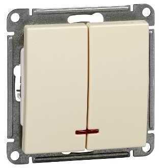 Schneider Electric VS510-251-2-86 W59 2-клавишный ВЫКЛЮЧАТЕЛЬ с подсв. 10АХ, механизм, СЛОНОВАЯ КОСТЬ