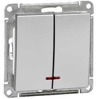 Schneider Electric VS510-251-5-86 W59 2-клавишный ВЫКЛЮЧАТЕЛЬ с подсв. 10АХ, механизм, МАТОВЫЙ ХРОМ