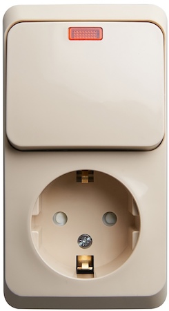 Schneider Electric BPA16-203K ЭТЮД О/У БЛОК: РОЗЕТКА с заземл. со шт. + ВЫКЛ. 1-кл. с подсв., КРЕМОВЫЙ, Россия
