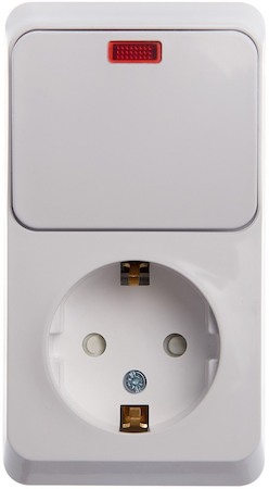 Schneider Electric BPA16-203B ЭТЮД О/У БЛОК: РОЗЕТКА с заземл. со шт. + ВЫКЛ. 1-кл. с подсв., БЕЛЫЙ, Россия