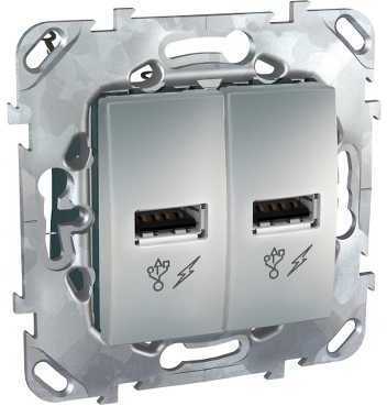 Schneider Electric MGU5.928.30ZD Заряд. уст-во USB 2.0, алюм