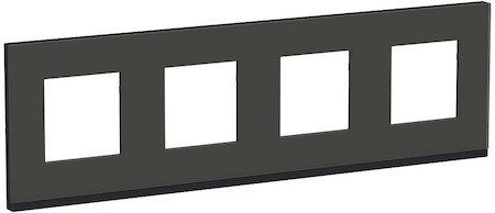 Schneider Electric NU600886 UNICA PURE рамка 4-постовая, горизонтальная, ЧЕРНОЕ СТЕКЛО/антрацит