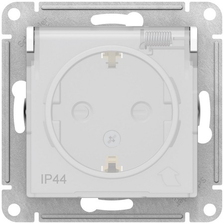 Schneider Electric ATN440146 ATLASDESIGN AQUA РОЗЕТКА с заземл. со шт. с прозрач. крышк.,16А, IP44, мех,БЕЛЫЙ