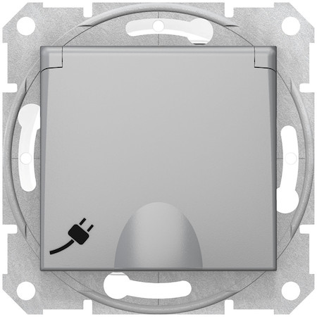 Schneider Electric SDN3100560 SEDNA РОЗЕТКА IP44 16А с з/к, с крышк, cо шторками, быстрозаж. конт, АЛЮМИНИЙ