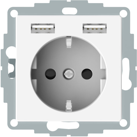 Schneider Electric MTN2366-0319 MERTEN SM РОЗЕТКА силовая 16 A с зарядкой USB A+A 2,4 A, БЕЛЫЙ