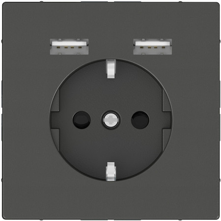 Schneider Electric MTN2366-6034 MERTEN D-Life РОЗЕТКА силовая 16 A с зарядкой USB A+A 2,4 A, АНТРАЦИТ