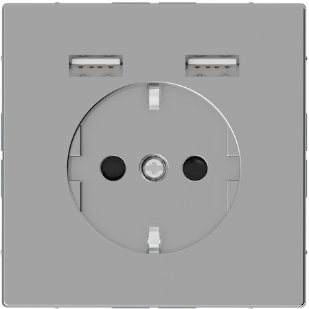 Schneider Electric MTN2366-6036 MERTEN D-Life РОЗЕТКА силовая 16 A с зарядкой USB A+A 2,4 A, НЕРЖ. СТАЛЬ