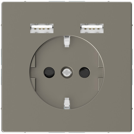 Schneider Electric MTN2366-6050 MERTEN D-Life РОЗЕТКА силовая 16 A с зарядкой USB A+A 2,4 A, НИКЕЛЬ