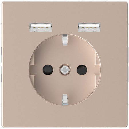 Schneider Electric MTN2366-6051 MERTEN D-Life РОЗЕТКА силовая 16 A с зарядкой USB A+A 2,4 A, ШАМПАНЬ
