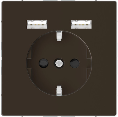 Schneider Electric MTN2366-6052 MERTEN D-Life РОЗЕТКА силовая 16 A с зарядкой USB A+A 2,4 A, МОККО