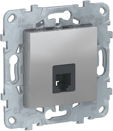 Schneider Electric NU549230 UNICA NEW розетка телефонная, RJ11, одиночная, 4 контакта, алюминий