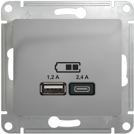 Schneider Electric GSL000339 USB РОЗЕТКА A+С, мех, АЛЮМИНИЙ