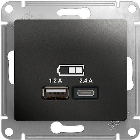 Schneider Electric GSL000739 USB РОЗЕТКА A+С, мех, АНТРАЦИТ