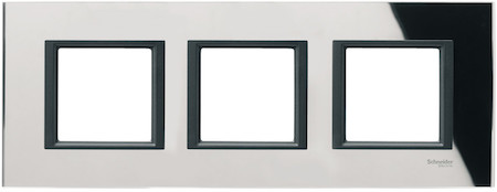 Schneider Electric MGU68.006.7C1 UNICA CLASS РАМКА 3-постовая, ЧЕРНОЕ СТЕКЛО