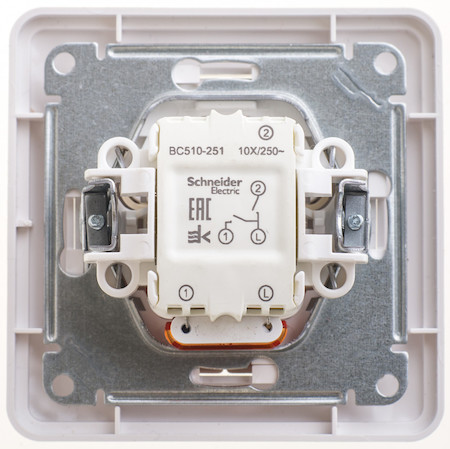 Schneider Electric VS510-251-18 W59 2-клавишный ВЫКЛЮЧАТЕЛЬ с подсв. 10АХ, в сборе, БЕЛЫЙ