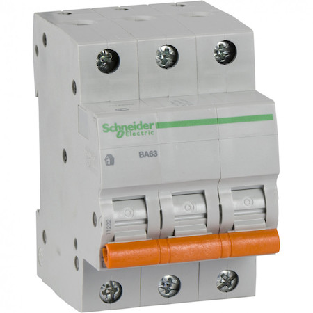 Schneider Electric 11222 АВТОМАТИЧЕСКИЙ ВЫКЛЮЧАТЕЛЬ ВА63 3П 10A C 4,5 кА, Болгария/Италия