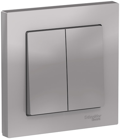 Schneider Electric ATN000352 ATLASDESIGN 2-клавишный ВЫКЛЮЧАТЕЛЬ, сх.5, 10АХ, в сборе, АЛЮМИНИЙ