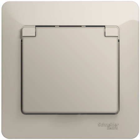 Schneider Electric GSL000946 GLOSSA РОЗЕТКА с зазем. со шторками с крышкой,IP20,16А, 250В, в сборе,МОЛОЧНЫЙ