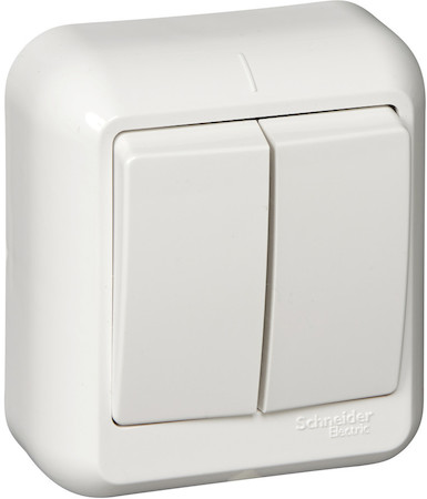 Schneider Electric VA5U-214M-B ПРИМА О/У 2-клавишный ВЫКЛЮЧАТЕЛЬ МОНТ.ПЛ.10А 250B,БЕЛЫЙ,опт.уп.Россия
