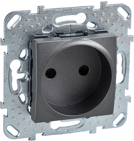 Schneider Electric MGU5.033.12ZD UNICA TOP РОЗЕТКА без заземления, со шторками, 16 А, ГРАФИТ