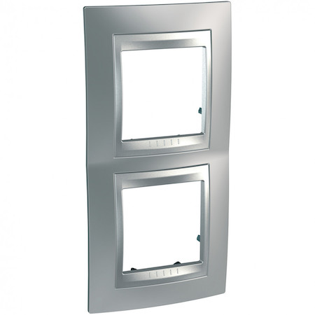 Schneider Electric MGU66.004V.038 UNICA TOP РАМКА 2-постовая, вертикальная, АЛЮМИНИЙ/ХРОМ МАТОВЫЙ