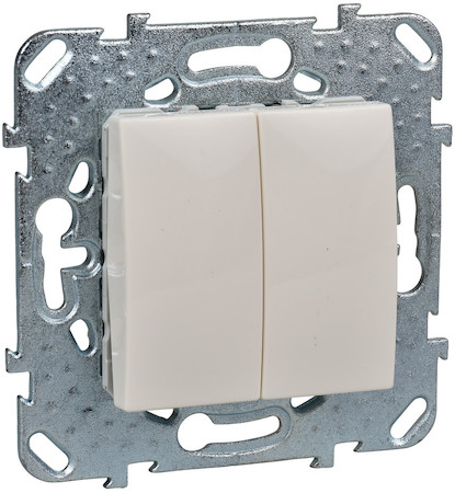 Schneider Electric MGU5.211.25ZD UNICA ВЫКЛЮЧАТЕЛЬ 2-клавишный, сх. 5, 10 АX, 250 В, БЕЖЕВЫЙ