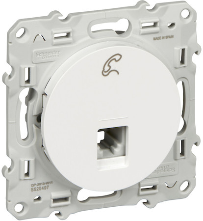 Schneider Electric S52R497 ODACE РОЗЕТКА телефонная, RJ12, 6 контактов, винтовые зажимы, БЕЛЫЙ