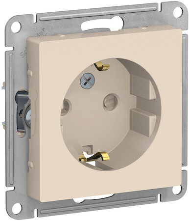 Schneider Electric ATN000245 ATLASDESIGN РОЗЕТКА с заземлением со шторками, 16А, механизм, БЕЖЕВЫЙ