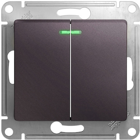 Schneider Electric GSL001453 GLOSSA 2-клавишный ВЫКЛЮЧАТЕЛЬ с подсветкой,сх.5а,10AX, механизм,СИРЕНЕВЫЙ ТУМАН
