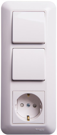 Schneider Electric BK2VR-008V-BI ПРИМА С/У БЛОК: РОЗЕТКА с зазем.+ ВЫКЛ.1-клав.+ ВЫКЛ 1-клав, БЕЛЫЙ,розн.уп.Рос