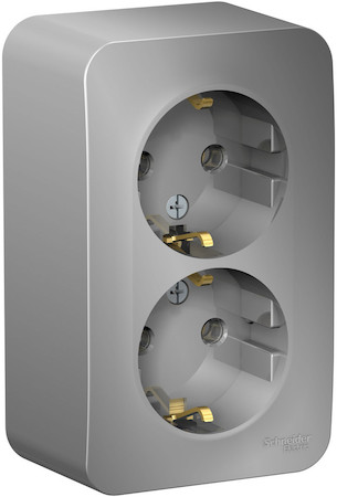 Schneider Electric BLNRA010213 BLANCA О/У РОЗЕТКА двойная с заземл. без штор. ИЗОЛ.ПЛ.,16А, 250В, АЛЮМИНИЙ