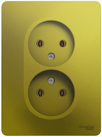 Schneider Electric GSL001020 GLOSSA РОЗЕТКА двойная без заземления,16А, 250В, в сборе,ФИСТАШКОВЫЙ