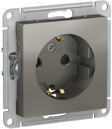 Schneider Electric ATN000945 ATLASDESIGN РОЗЕТКА с заземлением со шторками, 16А, механизм, СТАЛЬ