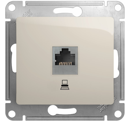 Schneider Electric GSL000981K GLOSSA РОЗЕТКА компьютерная RJ45 кат.5E, механизм, МОЛОЧНЫЙ
