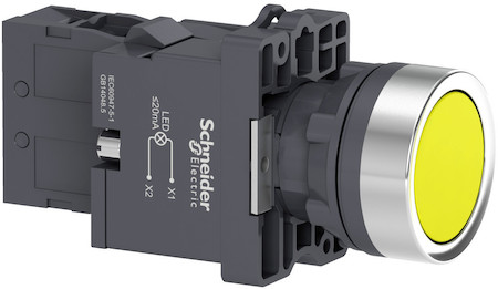 Schneider Electric XA2EW35M1 КНОП.СПОДСВ.,СLED,220В.,ЖЕЛТ.,1НO