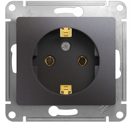 Schneider Electric GSL001343 GLOSSA РОЗЕТКА с заземлением,16А, 250В, механизм, ГРАФИТ